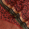 Sanskriti Vintage Sarees Black/Red Pure Georgette Printed Zari Work Sari Sustainable Fabric