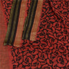 Sanskriti Vintage Sarees Black/Red Pure Georgette Printed Zari Work Sari Sustainable Fabric