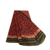 Sanskriti Vintage Sarees Black/Red Pure Georgette Printed Zari Work Sari Sustainable Fabric