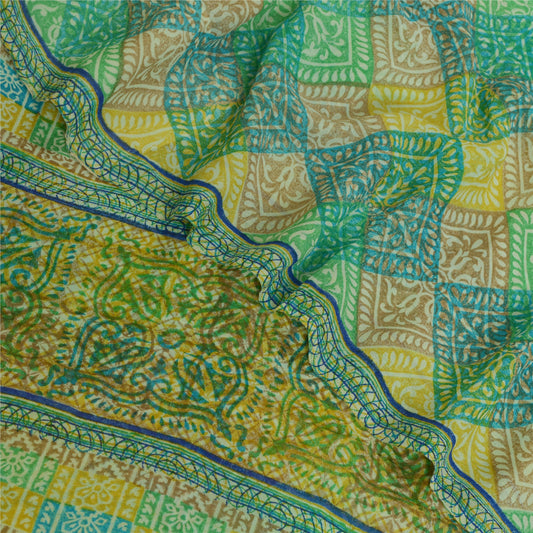 Sanskriti Vintage Sarees Indian Multi Pure Georgette Printed Sari Craft Sustainable Fabric