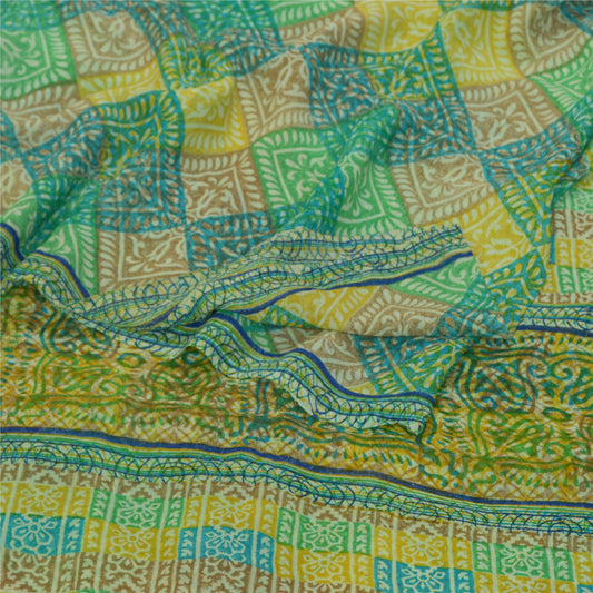 Sanskriti Vintage Sarees Indian Multi Pure Georgette Printed Sari Craft Sustainable Fabric