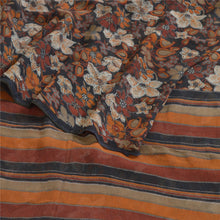 Load image into Gallery viewer, Sanskriti Vintage Sarees Black Pure Chiffon Silk Printed Sari 5yd Craft Fabric
