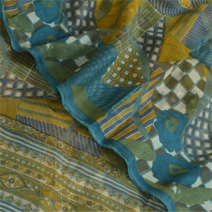 Sanskriti Vintage Sarees Indian Multi Pure Georgette Printed Sari Craft Sustainable Fabric