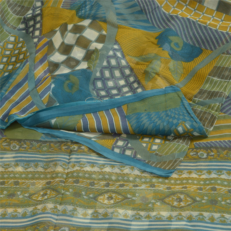 Sanskriti Vintage Sarees Indisk Multi Pure Georgette Trykt Sari Håndværk Bæredygtigt Stoff