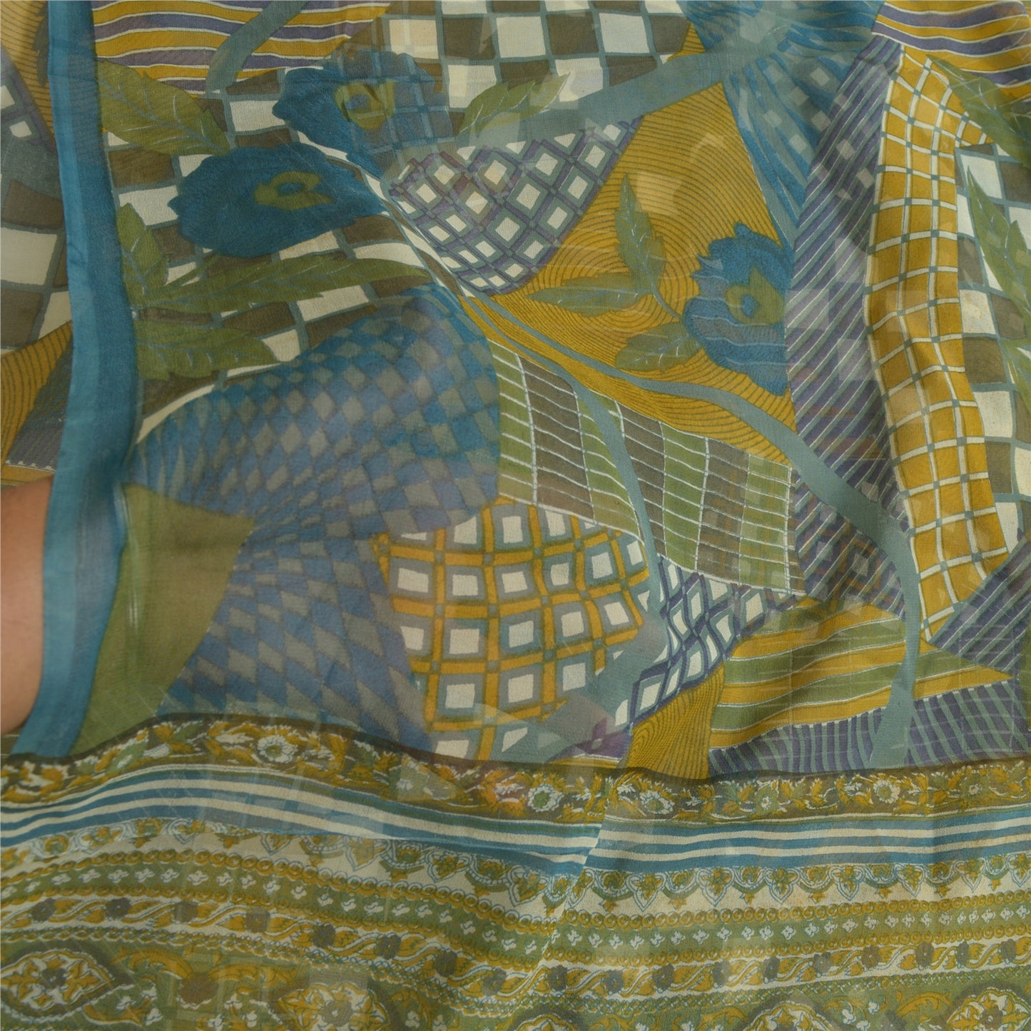 Sanskriti Vintage Sarees Indian Multi Pure Georgette Printed Sari Craft Sustainable Fabric