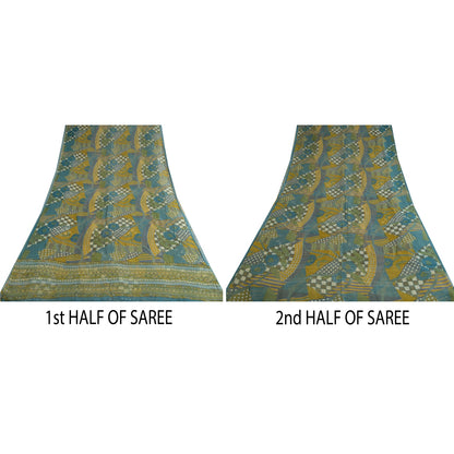 Sanskriti Vintage Sarees Indian Multi Pure Georgette Printed Sari Craft Sustainable Fabric