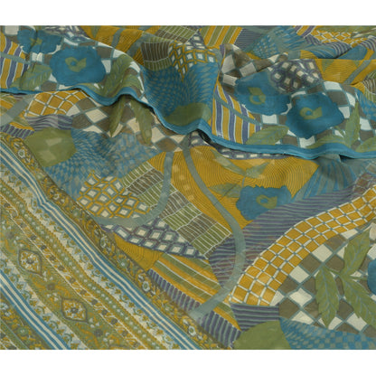 Sanskriti Vintage Sarees Indian Multi Pure Georgette Printed Sari Craft Sustainable Fabric