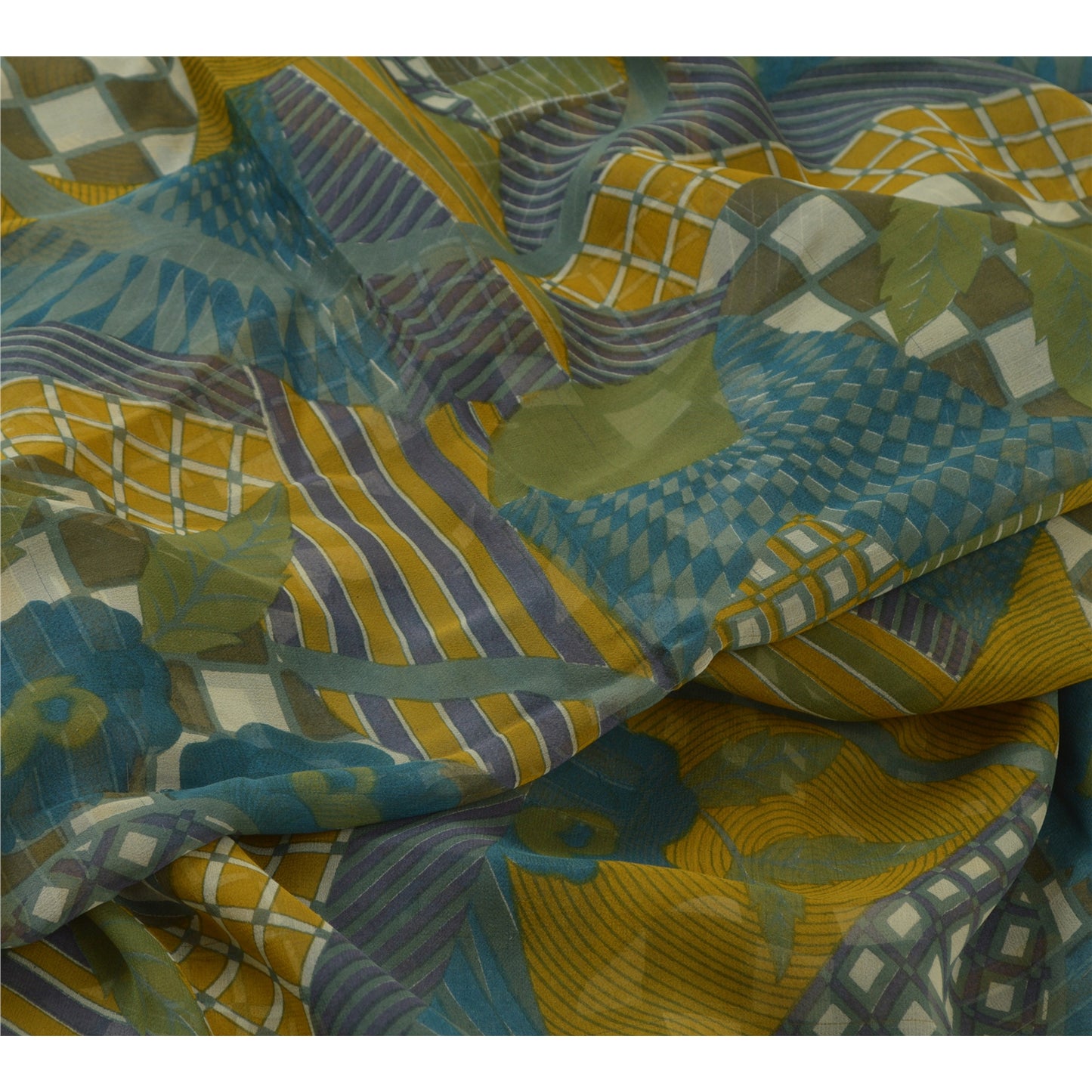 Sanskriti Vintage Sarees Indian Multi Pure Georgette Printed Sari Craft Sustainable Fabric