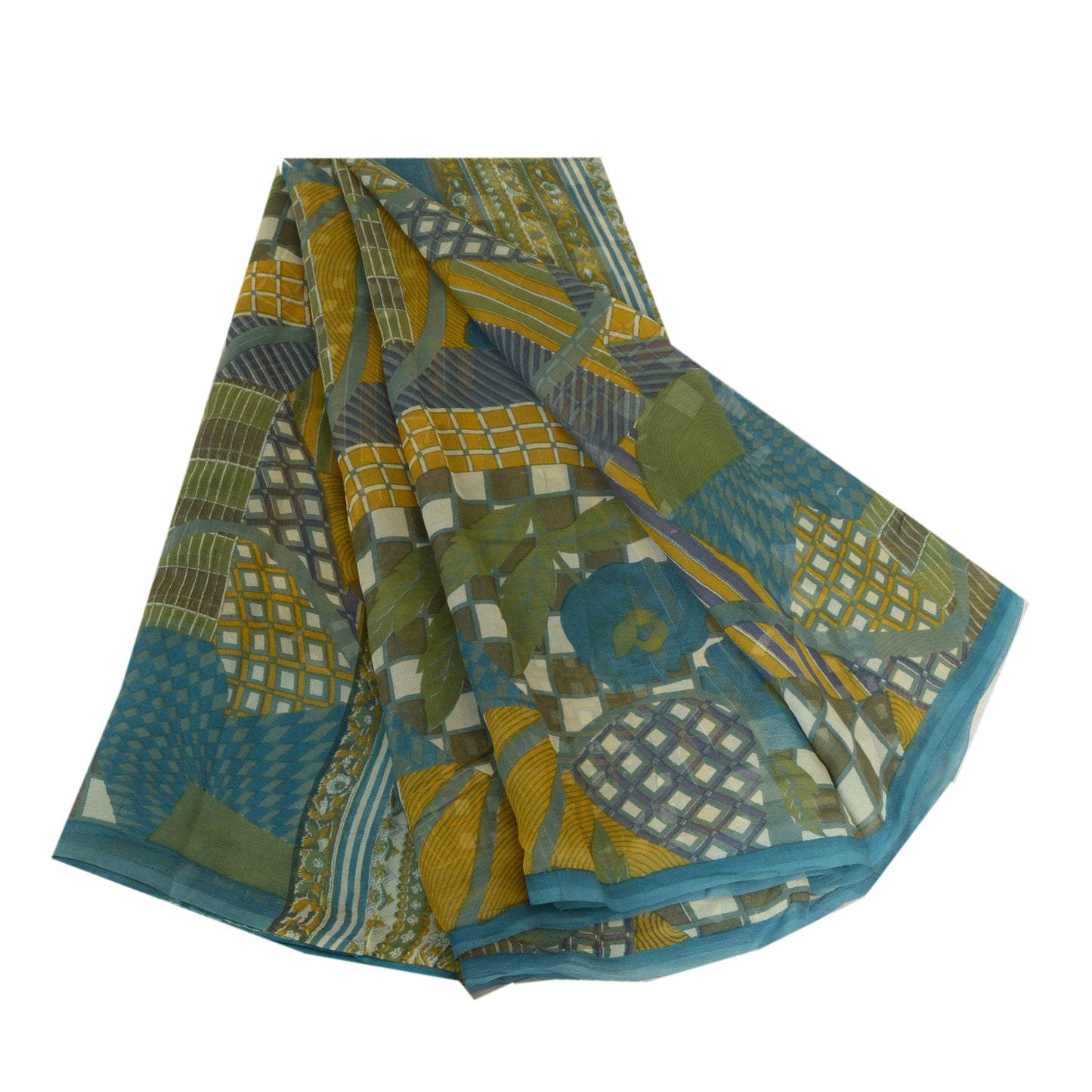 Sanskriti Vintage Sarees Indian Multi Pure Georgette Printed Sari Craft Sustainable Fabric
