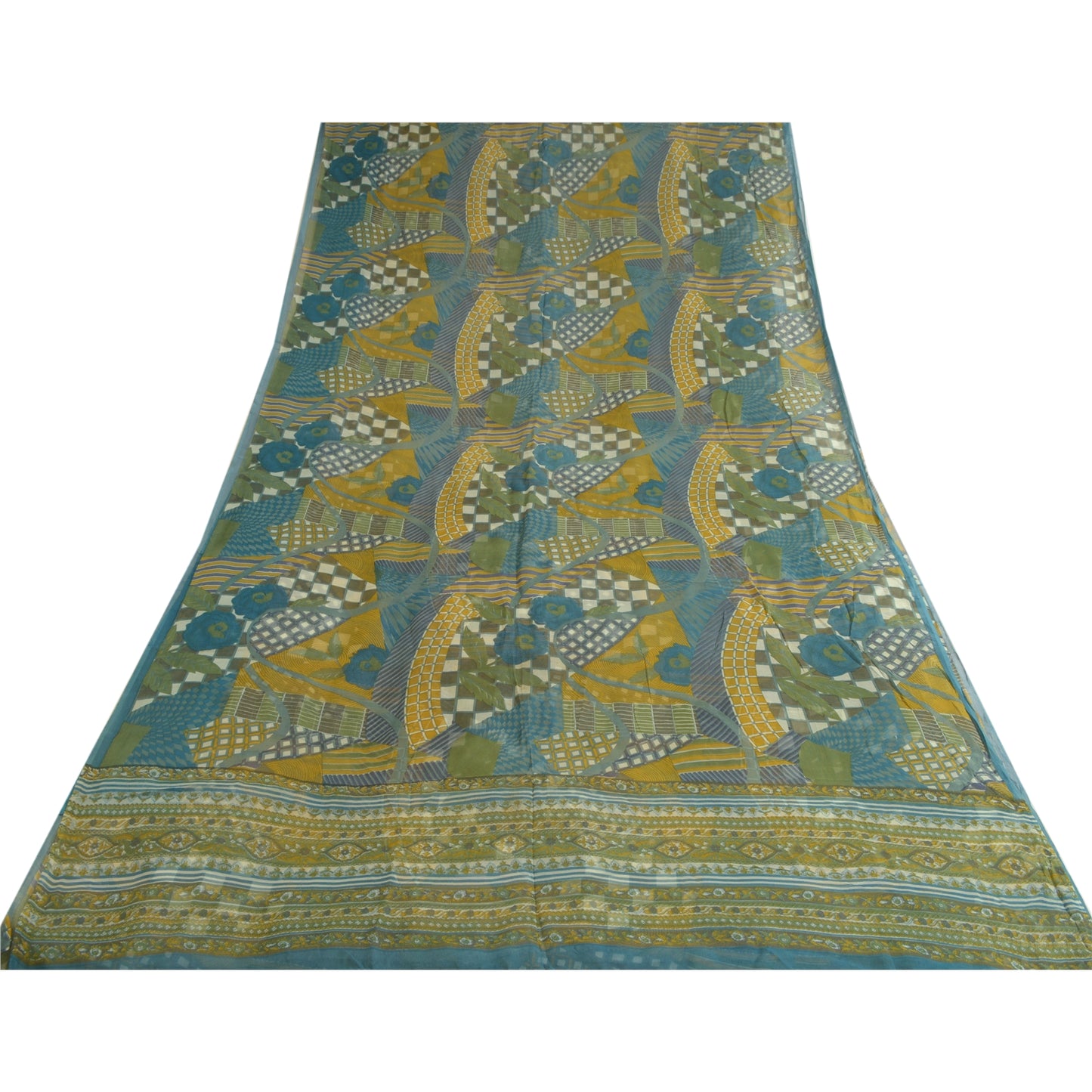 Sanskriti Vintage Sarees Indian Multi Pure Georgette Printed Sari Craft Sustainable Fabric