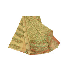 Load image into Gallery viewer, Sanskriti Vintage Sarees Cream Pure Chiffon Silk Printed Sari Soft Craft Fabric
