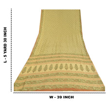 Load image into Gallery viewer, Sanskriti Vintage Sarees Cream Pure Chiffon Silk Printed Sari Soft Craft Fabric
