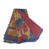 Sanskriti Vintage Sarees Pink/Cream Pure Georgette Silk Print Sari Craft Sustainable Fabric