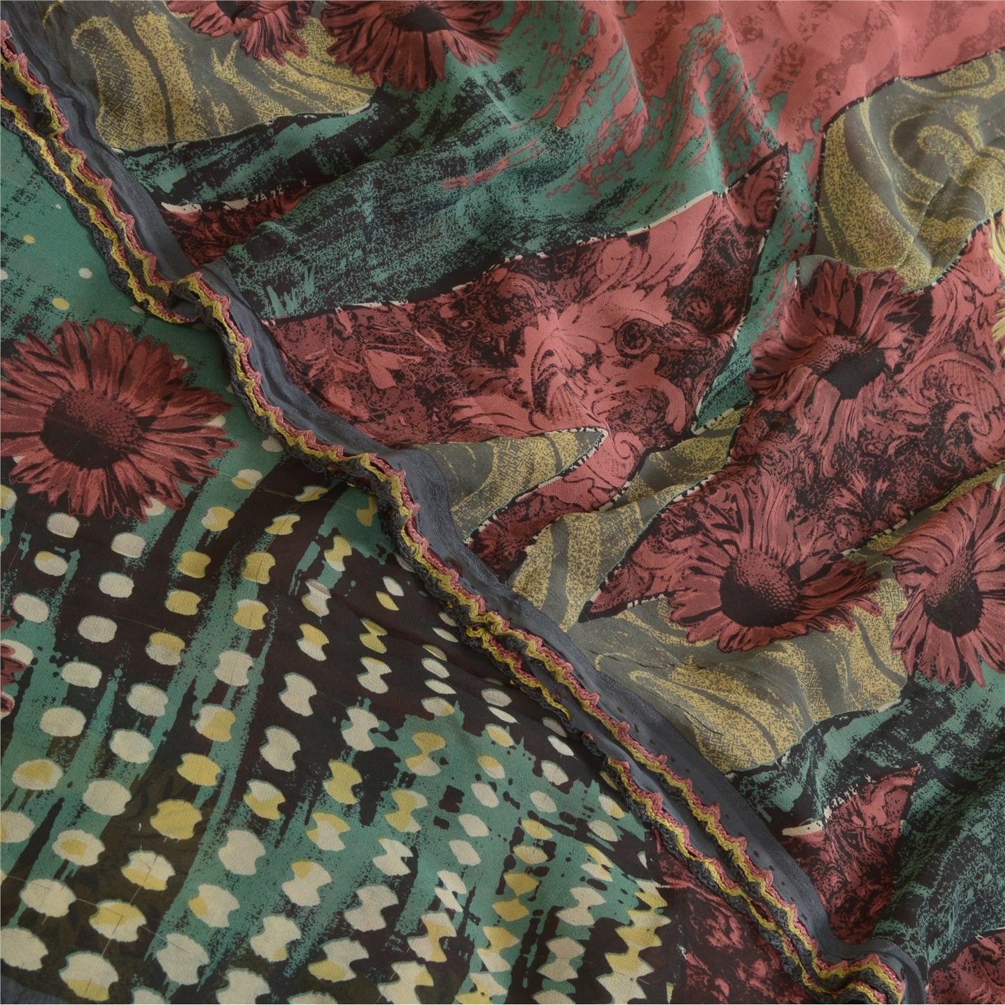 Sanskriti Vintage Sarees Dusty Pink Pure Georgette Silk Printed Sari CraftSustainable Fabric