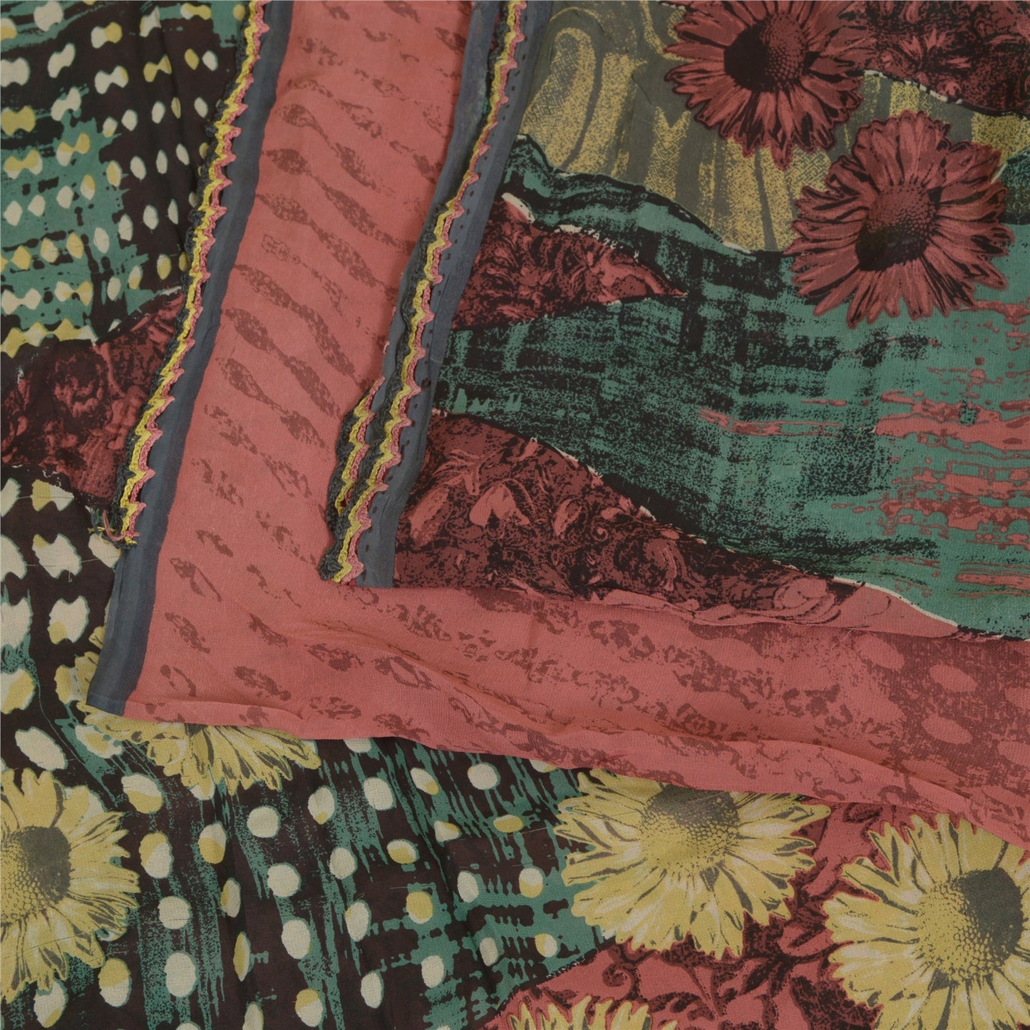 Sanskriti Vintage Sarees Dusty Pink Pure Georgette Silk Printed Sari CraftSustainable Fabric