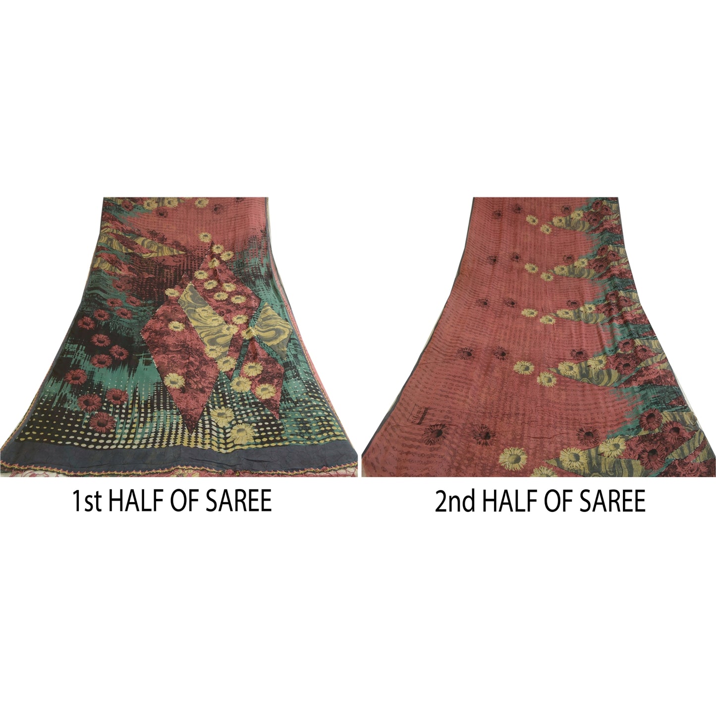 Sanskriti Vintage Sarees Dusty Pink Pure Georgette Silk Printed Sari CraftSustainable Fabric