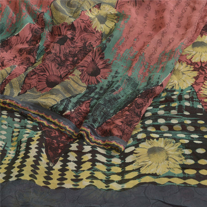 Sanskriti Vintage Sarees Dusty Pink Pure Georgette Silk Printed Sari CraftSustainable Fabric