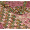 Sanskriti Vintage Sarees Indian Pink Pure Georgette Printed Sari Craft Sustainable Fabric