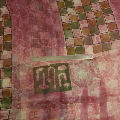 Sanskriti Vintage Sarees Indian Pink Pure Georgette Printed Sari Craft Sustainable Fabric