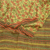 Сари Sanskriti Vintage, зеленое сари из чистого шелка-жоржета с принтом, 5 ярдов, ткань для рукоделия из экологически чистой ткани