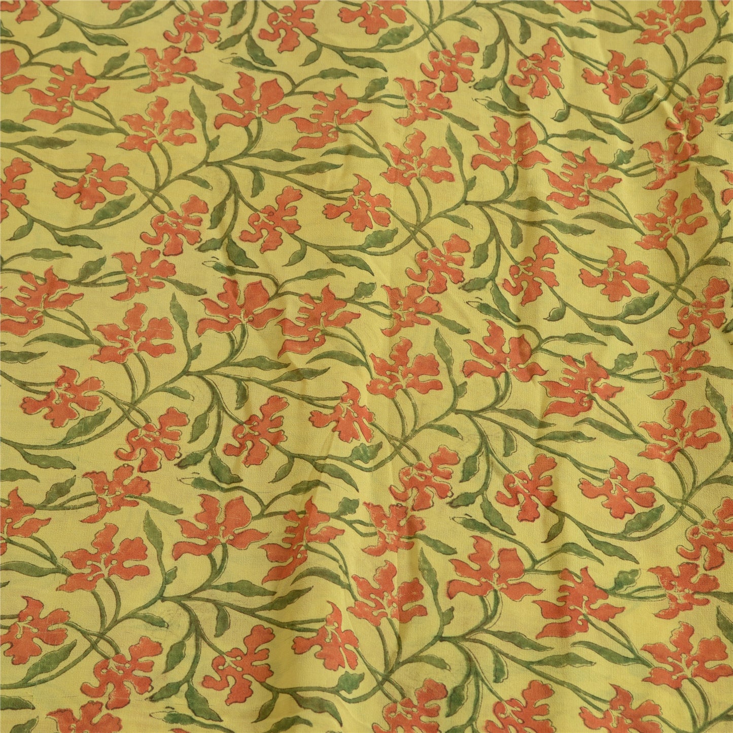 Сари Sanskriti Vintage, зеленое сари из чистого шелка-жоржета с принтом, 5 ярдов, ткань для рукоделия из экологически чистой ткани