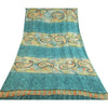 Sanskriti Vintage Sarees Blue Pure Georgette Silk Printed Sari 5yd Craft Sustainable Fabric
