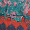 Sanskriti Vintage Sarees Blue/Pink Pure Georgette Silk Printed Sari Craft Sustainable Fabric