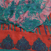 Sanskriti Vintage Sarees Blue/Pink Pure Georgette Silk Printed Sari Craft Sustainable Fabric