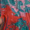 Sanskriti Vintage Sarees Blue/Pink Pure Georgette Silk Printed Sari Craft Sustainable Fabric