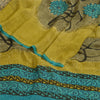 Sanskriti Vintage Sarees Green Pure Georgette Silk Printed Sari 5yd Craft Sustainable Fabric