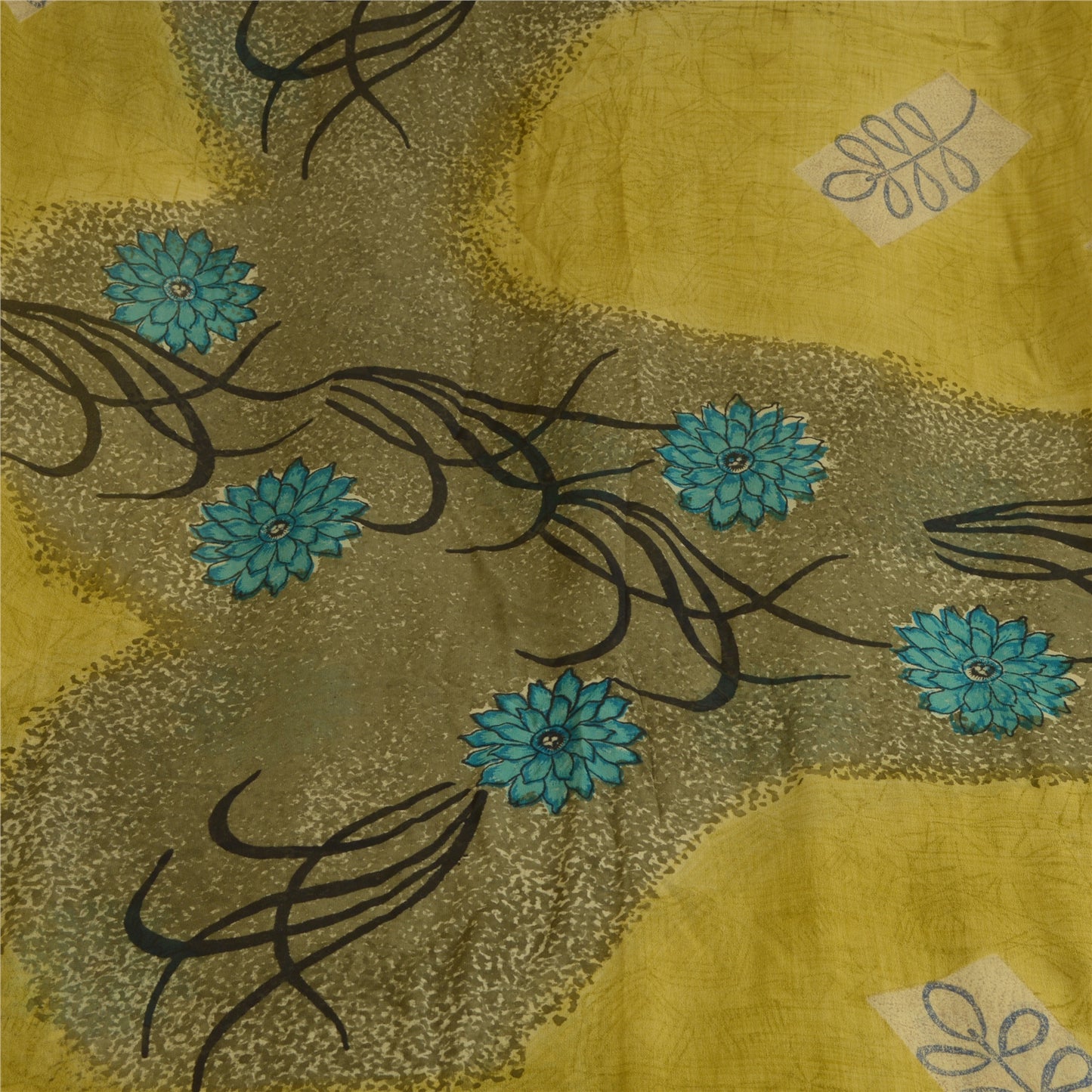 Sanskriti Vintage Sarees Green Pure Georgette Silk Printed Sari 5yd Craft Sustainable Fabric