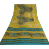 Sanskriti Vintage Sarees Green Pure Georgette Silk Printed Sari 5yd Craft Sustainable Fabric