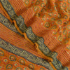 Sanskriti Vintage Sarees Orange Pure Georgette Silk Printed Sari Craft Sustainable Fabric