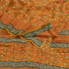 Sanskriti Vintage Sarees Orange Pure Georgette Silk Printed Sari Craft Sustainable Fabric