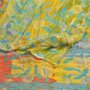 Sanskriti Vintage Sarees Yellow Hand Beaded Pure Georgette Silk Sari 5yd Sustainable Fabric