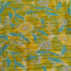 Sanskriti Vintage Sarees Yellow Hand Beaded Pure Georgette Silk Sari 5yd Sustainable Fabric