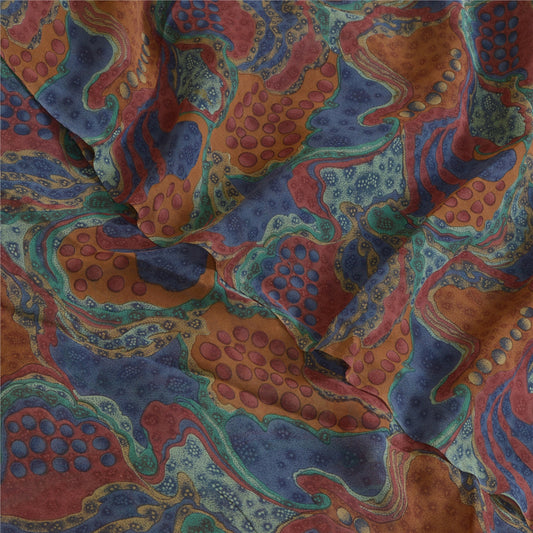 Sanskriti Vintage Sarees Multicolor Pure Georgette Silk Print Sari Craft Sustainable Fabric