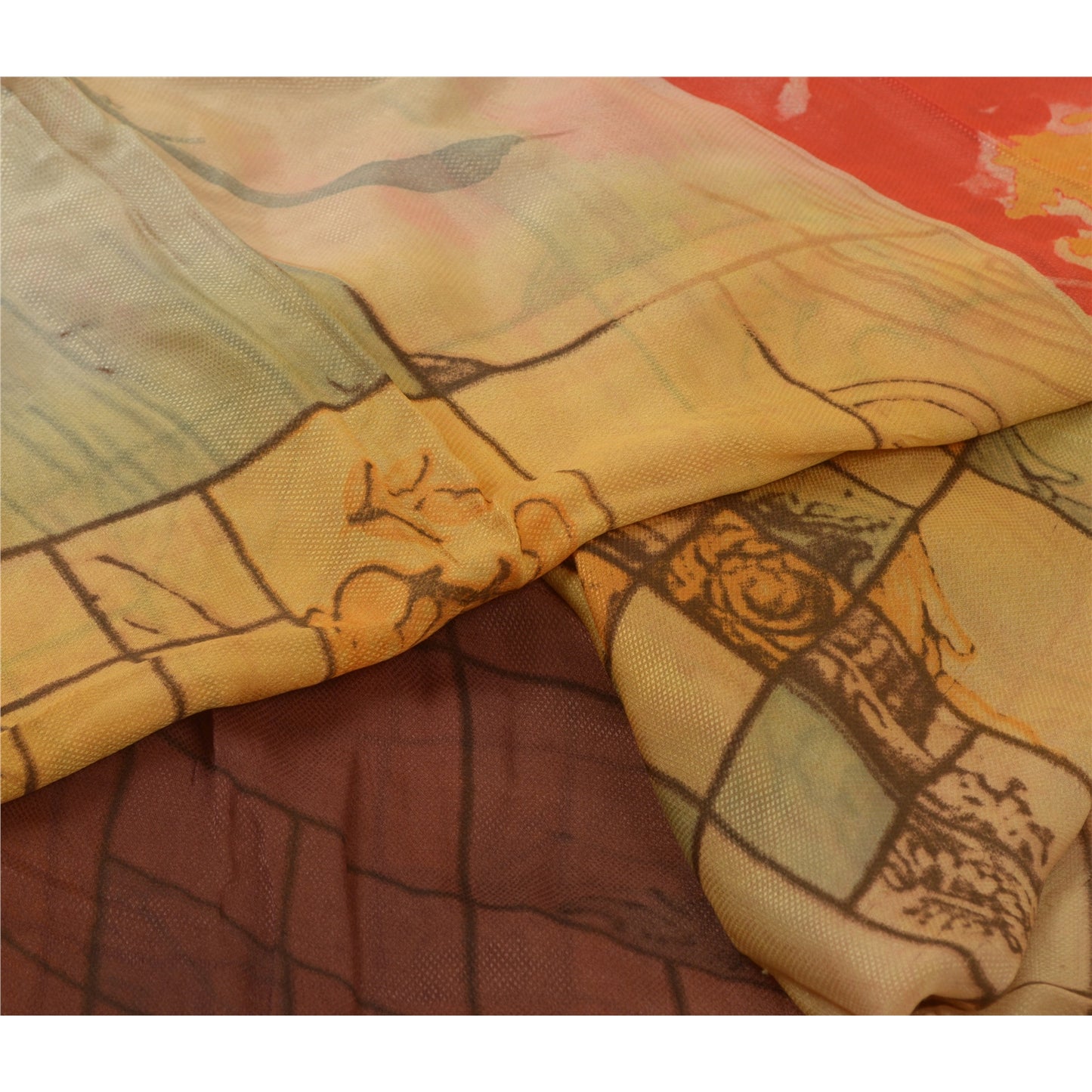 Sanskriti Vintage Sarees From India Multi Blend Silk Printed Sari Craft Sustainable Fabric