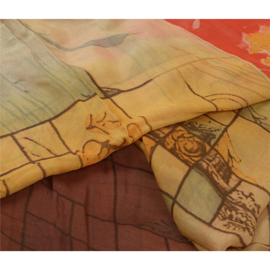 Sanskriti Vintage Sarees From India Multi Blend Silk Printed Sari Craft Sustainable Fabric