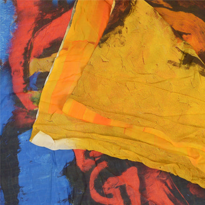 Sanskriti Vintage Sarees Indian Multi Blend Georgette Printed Sari Craft Sustainable Fabric