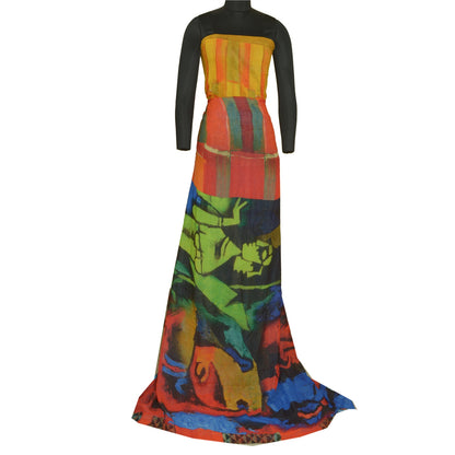 Sanskriti Vintage Sarees Indian Multi Blend Georgette Printed Sari Craft Sustainable Fabric