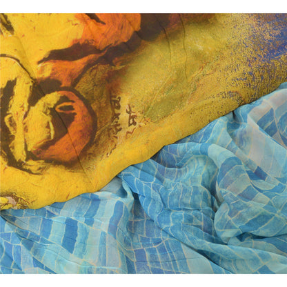 Sanskriti Vintage Sarees Indian Multi Blend Georgette Printed Sari Craft Sustainable Fabric