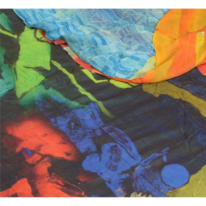 Sanskriti Vintage Sarees Indian Multi Blend Georgette Printed Sari Craft Sustainable Fabric