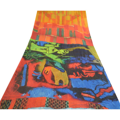 Sanskriti Vintage Sarees Indian Multi Blend Georgette Printed Sari Craft Sustainable Fabric