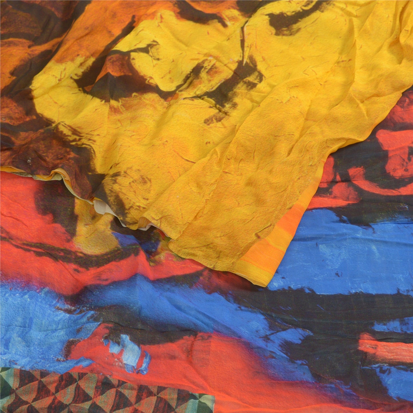 Sanskriti Vintage Sarees Indian Multi Blend Georgette Printed Sari Craft Sustainable Fabric