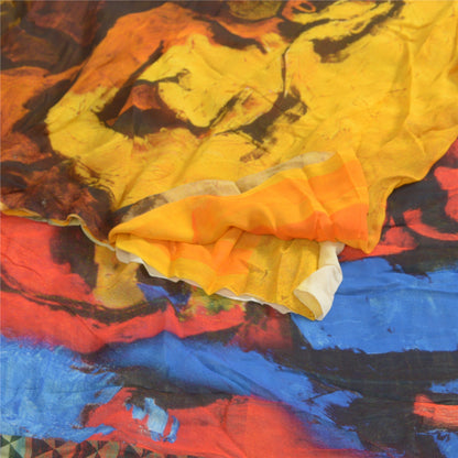 Sanskriti Vintage Sarees Indian Multi Blend Georgette Printed Sari Craft Sustainable Fabric