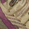 Sanskriti Vintage Sarees Ivory Pure Georgette Silk Printed Sari 5yd Craft Sustainable Fabric