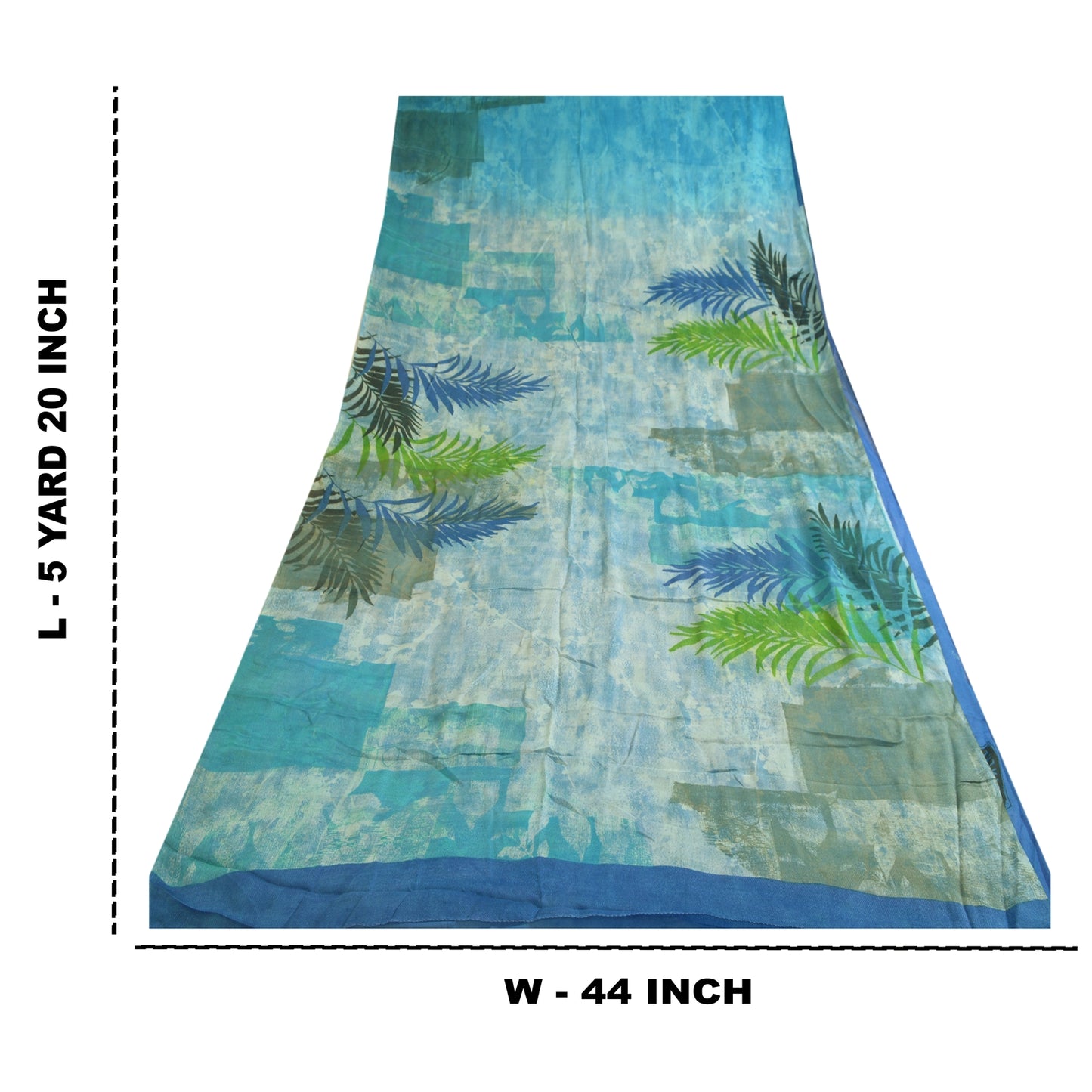 Sanskriti Vintage Sarees Indian Blue Blend Georgette Printed Sari Craft Sustainable Fabric