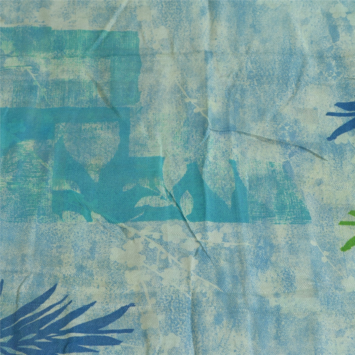 Sanskriti Vintage Sarees Indian Blue Blend Georgette Printed Sari Craft Sustainable Fabric