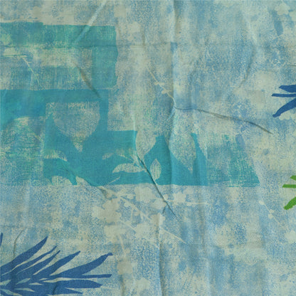 Sanskriti Vintage Sarees Indian Blue Blend Georgette Printed Sari Craft Sustainable Fabric